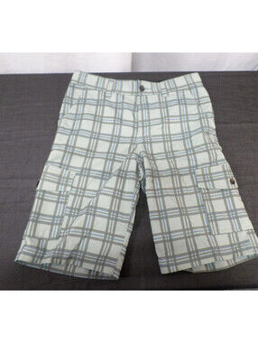 DESIGNER TONY HAWK NYLON BLEND SKATEBOARD GREEN PLAID SHORTS SIZE 14